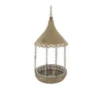 NATURES MARKET-Abreuvoir et mangeoire pour graines et eau gris en métal diamètre 20 x 32 cm