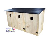 NATURES MARKET-Nichoir communautaire pour mésanges et moineaux coloris beige en bois fabrication française - diamètre 28 mm