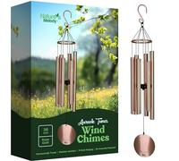 Nature's Melody Aureole Tunes Carillon à Vent d'extérieur, 6 Tubes, Gamme pentatonique de Mi, Aluminium Inoxydable, Finition poudrée, Crochet en S, pour condoléances, Cadeau commémoratif, Jardin Zen