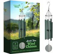 Nature's Melody Aureole Tunes Carillon à vent d'extérieur, 6 tubes, gamme pentatonique de Mi, aluminium inoxydable, finition poudrée, crochet en S, pour condoléances, cadeau commémoratif, jardin zen