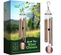 Nature's Melody Aureole Tunes Carillon éolien - Carillon éolien extérieur avec 6 Tubes adaptés à la Coque pentatonique C, 100% Aluminium Inoxydable, Finition Poudre et Crochet en S Pendentif pour