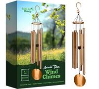 Nature's Melody Aureole Tunes Carillon éolien d'extérieur avec 6 Tubes, 100% Aluminium Inoxydable, Finition poudrée et Crochet de Suspension en S pour deuil, Souvenir ou Jardin Zen (Bronze, 106,7 cm)