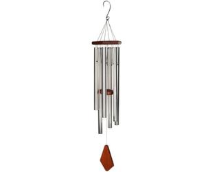 Nature's Melody Premiere Grande Carillon à Vent d'extérieur avec 6 Tubes en Bois de hêtre et Aluminium Inoxydable, Crochet en S et Gamme pentatonique de Mi pour commémoration et Jardin Zen