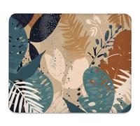 Nature's Palette - Tapis de souris botanique abstrait, bords cousus rectangulaires, base en caoutchouc antidérapant, pour ordinateurs portables