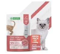 Nature'S Protection Kitten - Nourriture humide pour chat - Sans céréales - Avec poulet, bœuf et agneau en sauce - Nourriture humide riche en protéines pour chats - Sans sucre ni céréales - Croissance