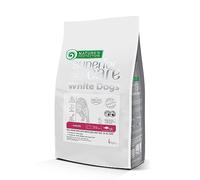 Nature's Protection Superior Care White Dog Nourriture sèche sans gluten pour toutes les tailles de chiens jeunes à fourrure claire, farine de poisson blanc et riz Plus gros morceaux 4 kg.