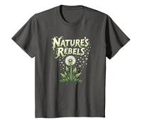 Nature's Rebels: Art botanique des Mauvaises Herbes de Pissenlit T-Shirt, Enfant, Asphalte, 4 Ans