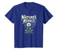 Nature's Rebels: Art botanique des Mauvaises Herbes de Pissenlit T-Shirt, Enfant, Bleu Royal, 4 Ans