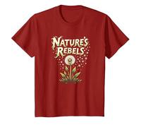 Nature's Rebels: Art botanique des Mauvaises Herbes de Pissenlit T-Shirt, Enfant, Canneberge, 2 Ans