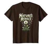 Nature's Rebels: Art botanique des Mauvaises Herbes de Pissenlit T-Shirt, Enfant, Marron, 4 Ans