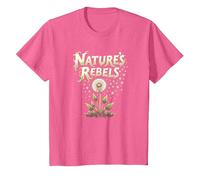 Nature's Rebels: Art botanique des Mauvaises Herbes de Pissenlit T-Shirt, Enfant, Rose chiné, 4 Ans