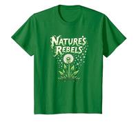Nature's Rebels: Art botanique des Mauvaises Herbes de Pissenlit T-Shirt, Enfant, Vert Kelly, 4 Ans