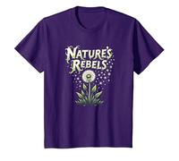 Nature's Rebels: Art botanique des Mauvaises Herbes de Pissenlit T-Shirt, Enfant, Violet, 4 Ans