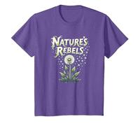 Nature's Rebels: Art botanique des Mauvaises Herbes de Pissenlit T-Shirt, Enfant, Violet chiné, 4 Ans