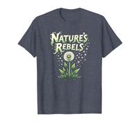 Nature's Rebels: Art botanique des Mauvaises Herbes de Pissenlit T-Shirt, Homme, Bleu Chiné, 5XL