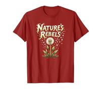 Nature's Rebels: Art botanique des Mauvaises Herbes de Pissenlit T-Shirt, Homme, Canneberge, 3XL