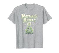 Nature's Rebels: Art botanique des Mauvaises Herbes de Pissenlit T-Shirt, Homme, Gris Chiné, S