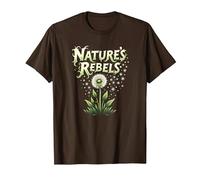 Nature's Rebels: Art botanique des Mauvaises Herbes de Pissenlit T-Shirt, Homme, Marron, XL