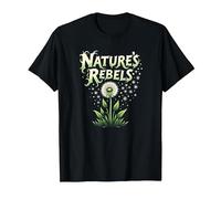 Nature's Rebels: Art botanique des Mauvaises Herbes de Pissenlit T-Shirt, Homme, Noir, 6XL