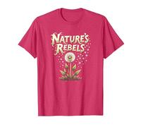 Nature's Rebels: Art botanique des Mauvaises Herbes de Pissenlit T-Shirt, Homme, Rouge chiné, XXL