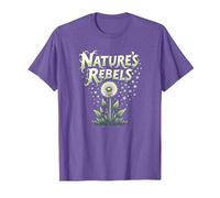 Nature's Rebels: Art botanique des Mauvaises Herbes de Pissenlit T-Shirt, Homme, Violet Chiné, 3XL