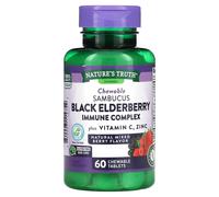 Nature's Truth, Complexe Immunitaire Sambucus Sureau Noir Plus Vitamine C et Zinc, Baies Mixtes Naturelles, 60 Comprimés à Croquer
