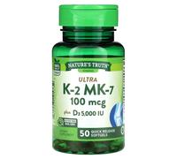 Nature's Truth, Ultra K-2 + MK-7, 100 mcg, 50 Softgels à Libération Rapide