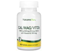 NaturesPlus, Cal/Mag/Vit D3 avec Vitamine K2, 90 Comprimés