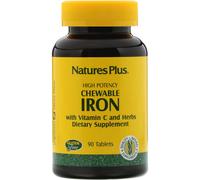 NaturesPlus, Fer à Croquer avec Vitamine C et Herbes, Cerise, 90 Comprimés