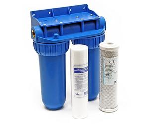 Naturewater NW-BR10B2 Double filtre Eau potable - 280 x 150 x 355 mm - 2 Étapes - 360 L/h - 1" / 32,89 mm - avec Cartouche PP Sédiments, Charbon actif - Filtration Purification Bactéries Pesticides