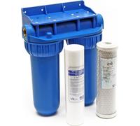 Naturewater NW-BR10B2 Double filtre Eau potable – 280 x 150 x 355 mm – 2 Étapes – 360 L/h – 3/4" / 26,16 mm – avec Cartouche PP Sédiments, Charbon actif – Filtration Purification Bactéries Pesticides
