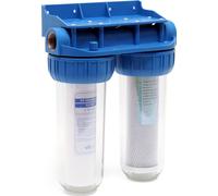 Naturewater NW-BR10B3 Double filtre Eau potable – 274 x 150 x 355 mm – 2 Étapes – 360 L/h – 3/4" / 26,16 mm – avec Cartouche PP Sédiments, Charbon actif – Filtration Purification Bactéries Pesticides