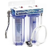 Naturewater NW-PR102 Double filtre Eau potable – 260 x 155 x 360 mm – 2 Étapes – 360 L/h – 3/4" / 26,16 mm – avec Cartouche PP Sédiments, Charbon actif – Filtration Purification Bactéries Pesticides