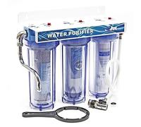 Naturewater NW-PR103 Filtre à eau potable 1/2" 20 mm - 395 x 155 x 360 mm - 3 Étapes - 360 L/h - pour 10" / Ø 62 mm - avec Sédiments et Charbon actif - Filtration Purification Bactéries Pesticides