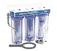 Naturewater NW-PR103 Filtre à eau potable 3/4" 26 mm - 395 x 155 x 360 mm - 3 Étapes - 600 L/h - pour 10" / Ø 62 mm - avec Sédiments et Charbon actif - Filtration Purification Bactéries Pesticides