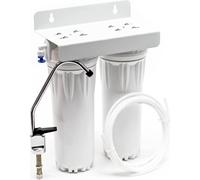Naturewater NW-PR302 Double filtre Eau potable - 275 x 130 x 345 mm - 2 Étapes - 360 L/h - 1/4" / 6,35 mm - Robinet Cartouche PP Sédiments Charbon actif - Filtration Purification Bactéries Pesticides
