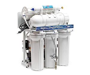 Naturewater NW-RO400-E2 Système d'Osmose Inverse (RO) à 5 étapes - 1500 l/jour 400 GPD - avec pompe booster - Montage mural, Sous évier - Osmoseur Filtration Purification Filtre à Eau potable robinet
