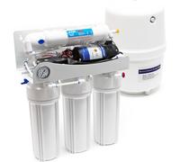 Naturewater NW-RO50-F – Système Osmose Inverse (RO) à 5 étapes – 190 l/jour 50 GPD – Pompe booster Manomètre – Montage mural Sous évier – Osmoseur Filtration Purification Filtre à Eau potable robinet