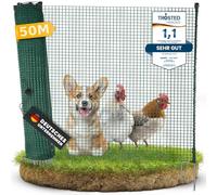 NATURIZ® Clôture de pâturage en 15 m, 20 m, 25 m x 90 cm, clôture mobile pour chiens et poulaillers extrêmement stable, sans électricité, verte (50 m)