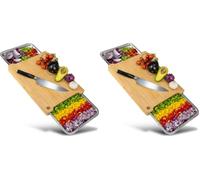 naturlik Planche a decouper avec bac recuperateur magnétique - en bambou de haute qualité - avec tiroir - Planche en bois de cuisine (Lot de 2)