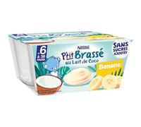 NaturNes - P’tit Brassé Banane au Lait de Coco 6 Mois Coupelle 4 x 90g