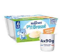 NaturNes - P’tit Brassé Banane Pêche 6 Mois Coupelle 4 x 90g