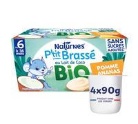 NaturNes - P’tit Brassé BIO Lait de Coco Pomme Ananas 6 Mois Coupelle 4x90g