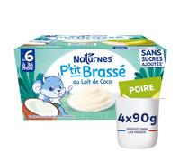 NaturNes - P’tit Brassé Poire au Lait de Coco 6 Mois Coupelle 4 x 90g