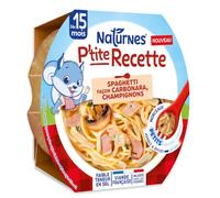 NaturNes - P’tite Recette Spaghetti Carbo Champignons 15M Assiette 1x250g | Alimentation Bébé Complète, Assiette de Pâtes Carbonara, Cuisine Française, Mijoté en France, Assiette 1x250g