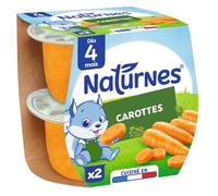 NaturNes - Purée Carottes pour Bébé 4 Mois Bol 2 x 130g | Alimentation Bébé Cuite à la Vapeur, Recette Naturelle Sans Sel Ajouté, Sans Colorant ni Conservateur, Fabriquée en France