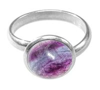 Naturosphère - Bague argentée avec cabochon rond en fluorite violette