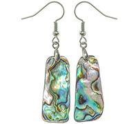 Naturosphère - Bijoux naturels C12 - Boucles d'oreilles rectangle arrondi en nacre abalone paua