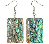 Naturosphère - Bijoux naturels C12 - Boucles d'oreilles rectangulaires en nacre abalone paua