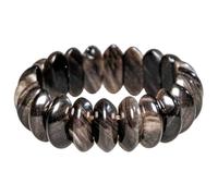 Naturosphère - Bijoux naturels C13 - Bracelet de perles bicône arrondies en obsidienne argentée